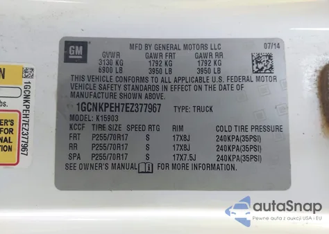 2014 Chevrolet Silverado 1500 Work Truck 1Wt z USA, uszkodzony, nr VIN 1GCNKPEH7EZ377967